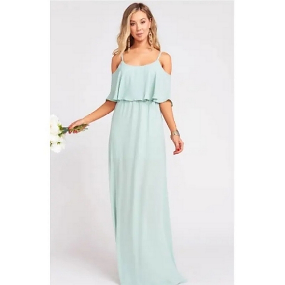 Show Me Your Mumu Caitlin Ruffle Maxi Dress Dune Chiffon Size Small - Picture 1 of 5